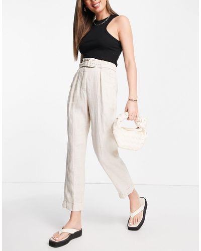 & Other Stories Linen Trousers With Belt - Multicolour