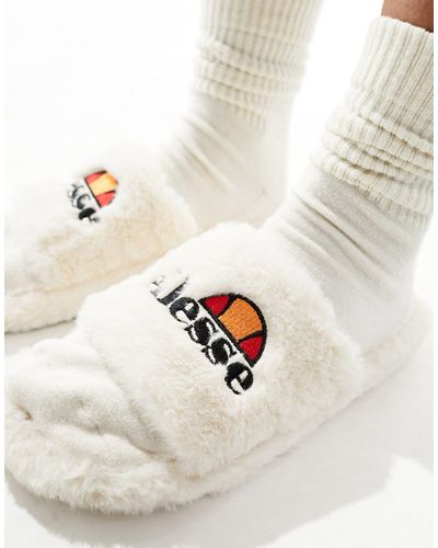 Ellesse Filippo - chaussons façon claquettes en fausse fourrure - cassé - Blanc