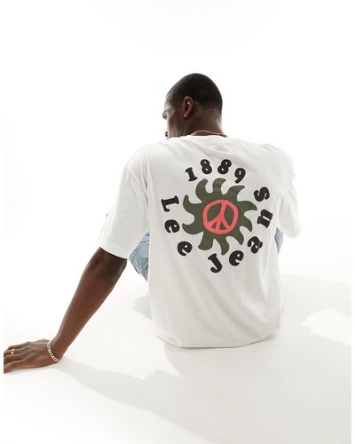 Lee Jeans Camiseta color suelta con logo estampado en la espalda peace - Blanco