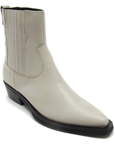 OFF THE HOOK Bromley Western Leather Chelsea High Ankle Boot - White