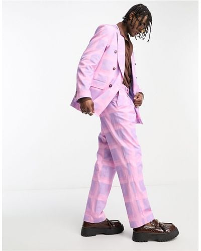 Viggo Isco Check Suit Trousers - Pink