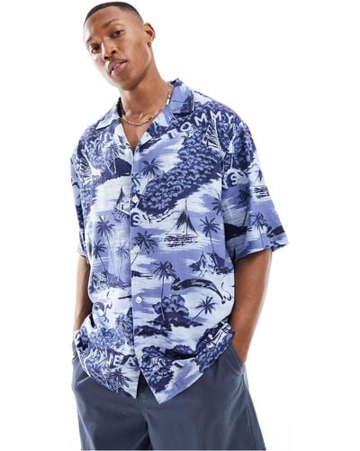 Tommy Hilfiger Hawaiian Camp Shirt - Blue