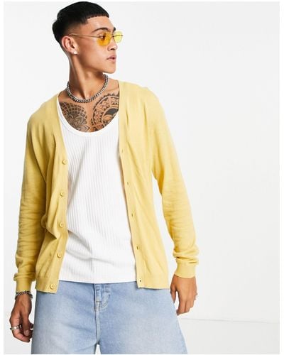 ASOS Knitted Cotton Cardigan - Yellow