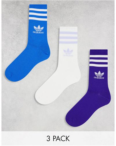 adidas Originals 3 Pack Crew Socks - Blue