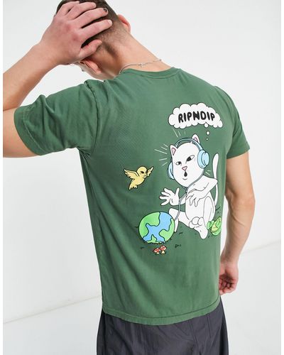 RIPNDIP Ripndip - i like turtles - t-shirt imprimé sur la poitrine et au dos - Vert