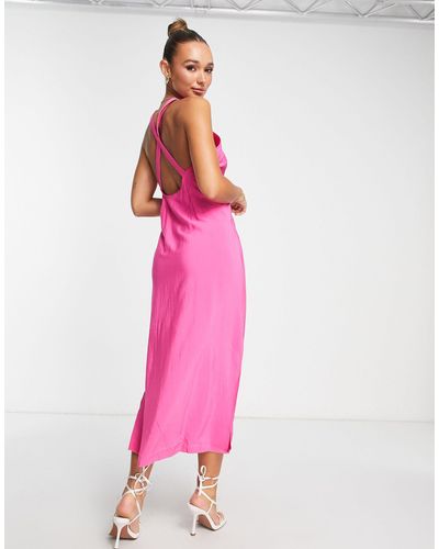 Y.A.S Satin Midi Dress - Pink