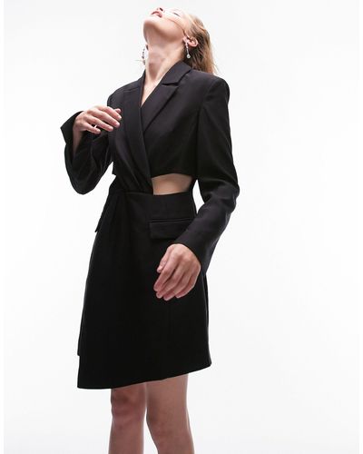 TOPSHOP Tailored Twist Cut Out Blazer Dress - Black
