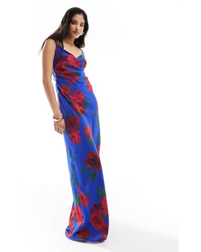 Hope & Ivy Cami Maxi Slip Dress - Blue