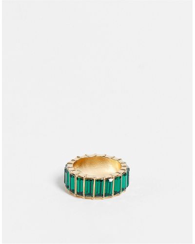 ASOS – goldener ring mit grünen schmucksteinen - Mettallic