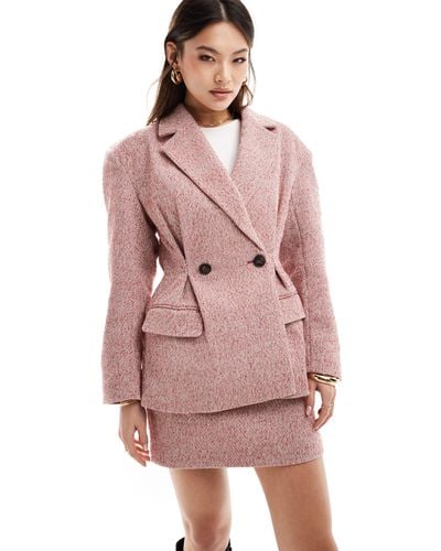 NA-KD Co-ord Fitted Waist Blazer - Pink