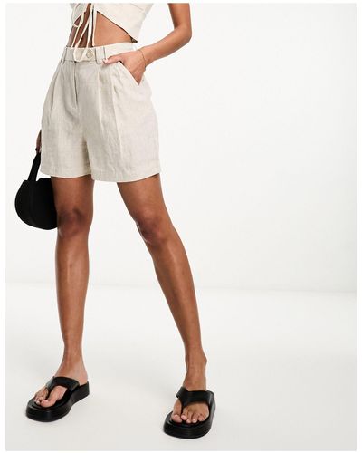 & Other Stories Linen High Waist Belted Shorts - White
