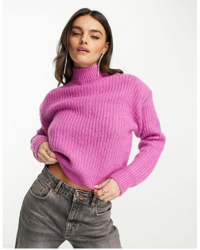 Mango High Neck Sweater - Pink