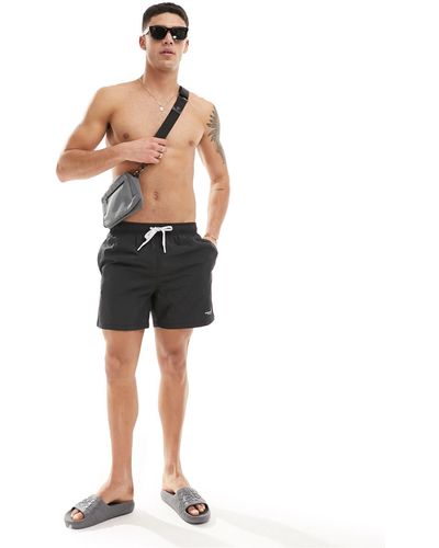 Armani Exchange Linear Logo Contrast Piping Swim Shorts - Black