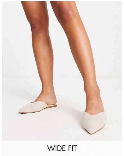 ASOS Wide Fit Luna Pointed Ballet Mules - White