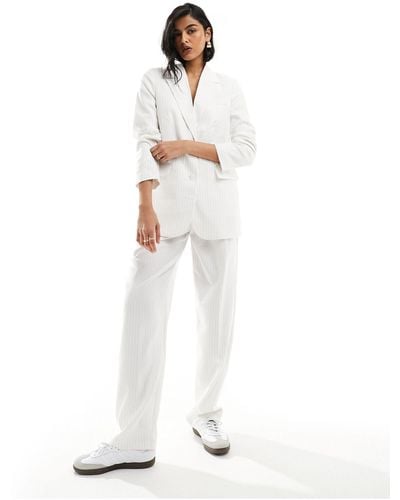 ONLY Wide Fit Tailored Trouser Co-ord - White