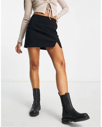 ASOS Bengaline Micro Mini Skirt With Split Detail - Black