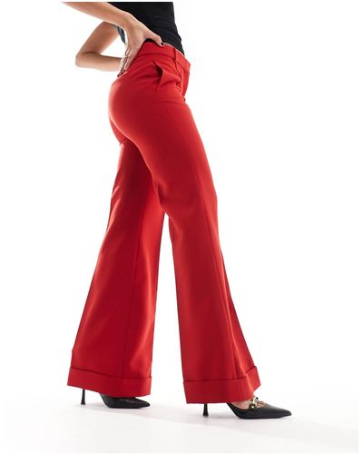 Mango Pintuck Tailo Flare Trouser - Red