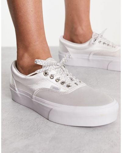 Vans Era Platform Sparkle Check Lace Detail Sneakers - Grey