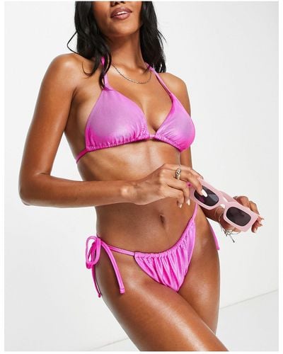 ASOS – mix & match – gerippte, schimmernde bikinihose - Pink