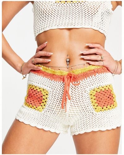 Damson Madder Crochet Shorts - Multicolour