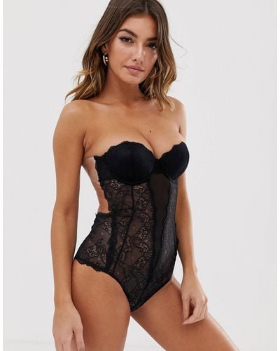 Fashion Forms Lace Backless Strapless Body - Black