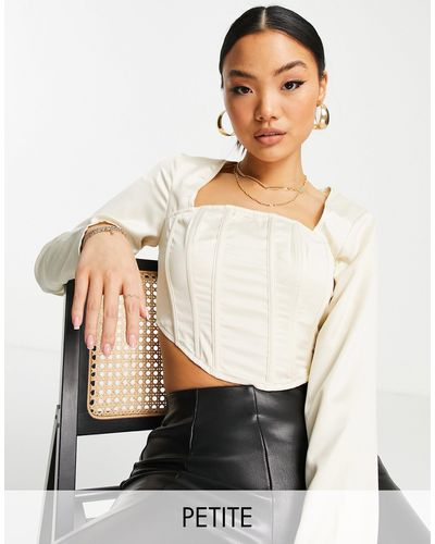 Missguided Satin Cut Out Detail Corset Top - Natural