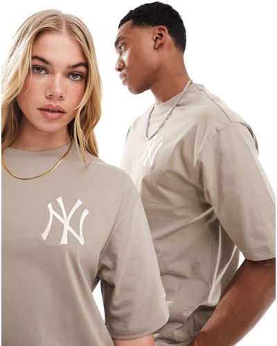 KTZ T-shirt color pietra con logo ny - Marrone