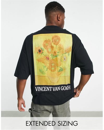 ASOS Oversized T-shirt Met Print Van Van Gogh Zonnebloemen - Grijs
