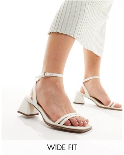 ASOS Wide Fit Honeydew Mid Block Heeled Sandals - White