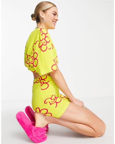 Collusion Flower Print Short Co-ord - Yellow