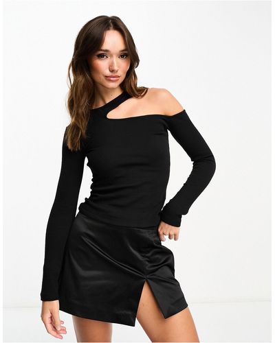EDITED Long Sleeve Cut-out Knitted Top - Black