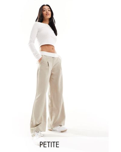 Miss Selfridge Pantalones color con cinturilla plegada - Blanco