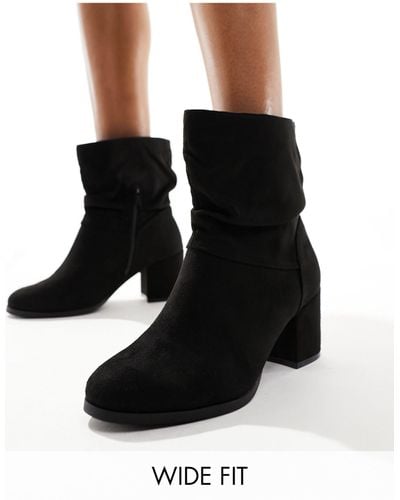 Yours Wide Fit Slouchy Ankle Boots - Black