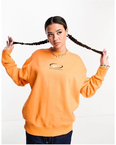 Nike Swoosh Oversized Fleece Sweatshirt - Orange