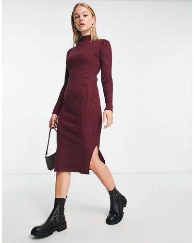 New Look Knitted Ribbed Dress - Purple