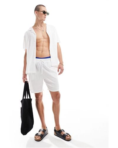 South Beach Linen Blend Shorts - White