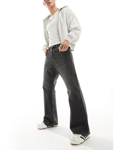 Weekday Time - jeans bootcut larghi antracite - Bianco