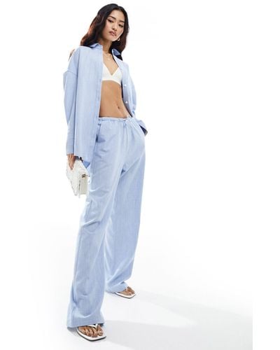 4th & Reckless Wide Leg Drawstring Waist Trousers Co-ord - Blue