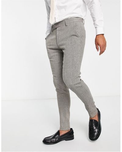ASOS Super Skinny Wool Mix Suit Pants - Gray