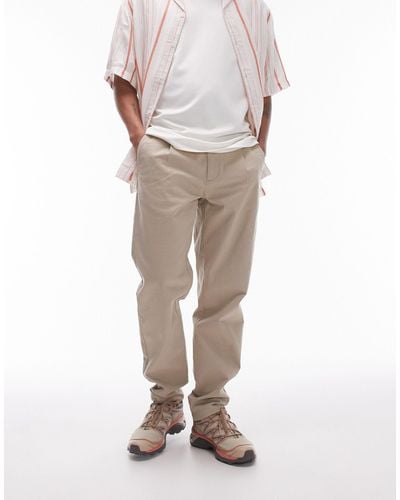 TOPMAN Tapered Chino Trousers - Natural