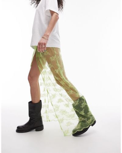 TOPSHOP Lace Maxi Skirt - Green