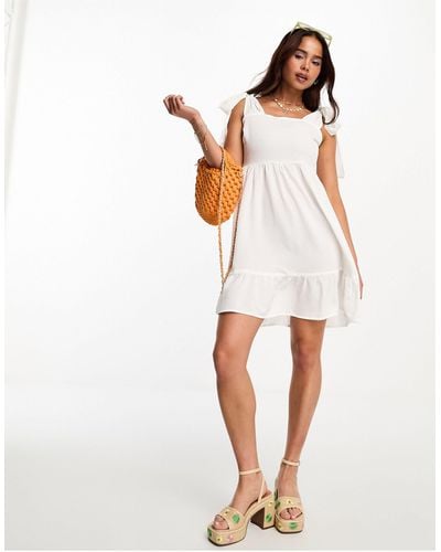 Vero Moda Tie Shoulder Mini Dress - White