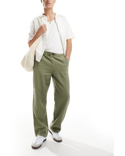 SELECTED Linen Mix Loose Fit Trousers - Green