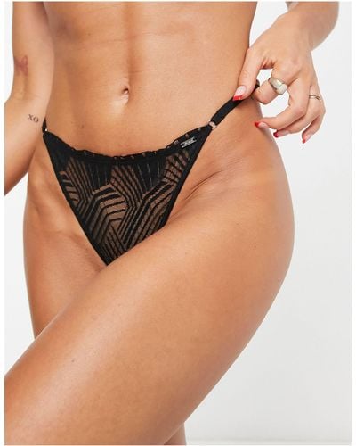 Lindex Willow Geo Lace Strappy Side Thong - Natural