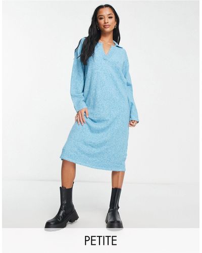 Vero Moda Knitted Polo Midi Dress - Blue