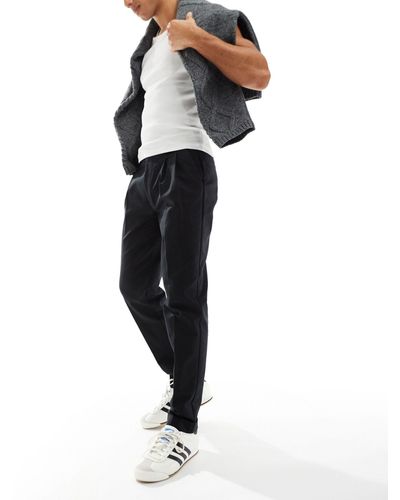 ASOS Smart Premium Slim Fit Chino Trousers With Turn Ups - Black