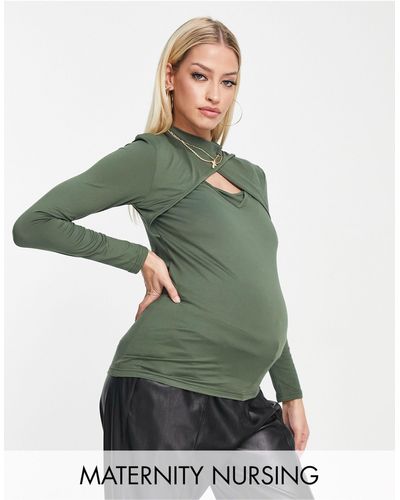 Mama.licious Mamalicious maternity – langärmliges 2-in-1 still-oberteil aus funktionsmaterial - Grün