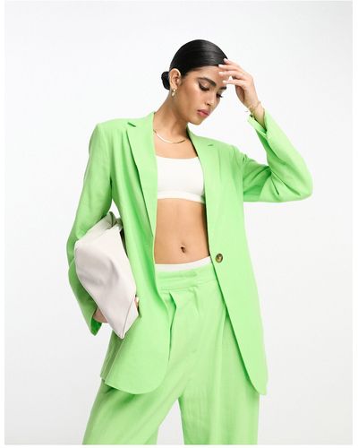 ASOS Slim Fit Suit Blazer With Linen - Green