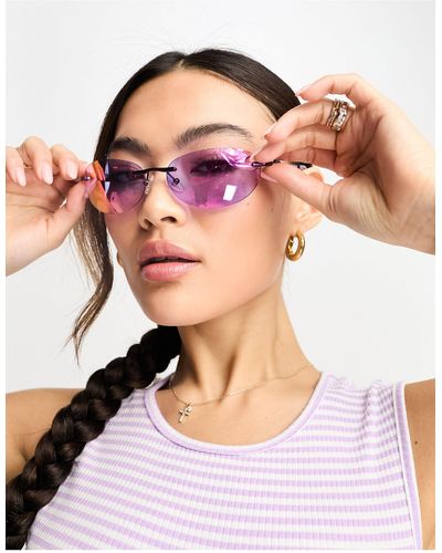 Le Specs – slinky – ovale sonnenbrille - Pink