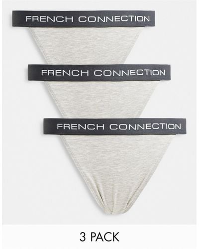 French Connection 3 Pack Tanga Briefs - White